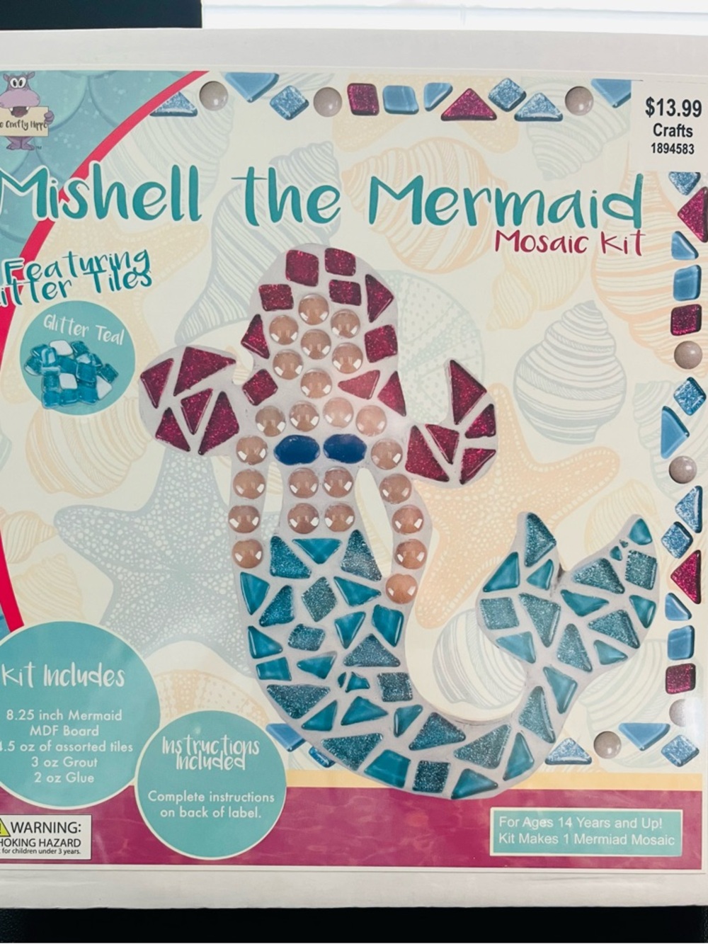 The Crafty Hippo Mosaic Kits- Mishell the Mermaid & Reginald the Shark. NIB - Picture 2 of 7